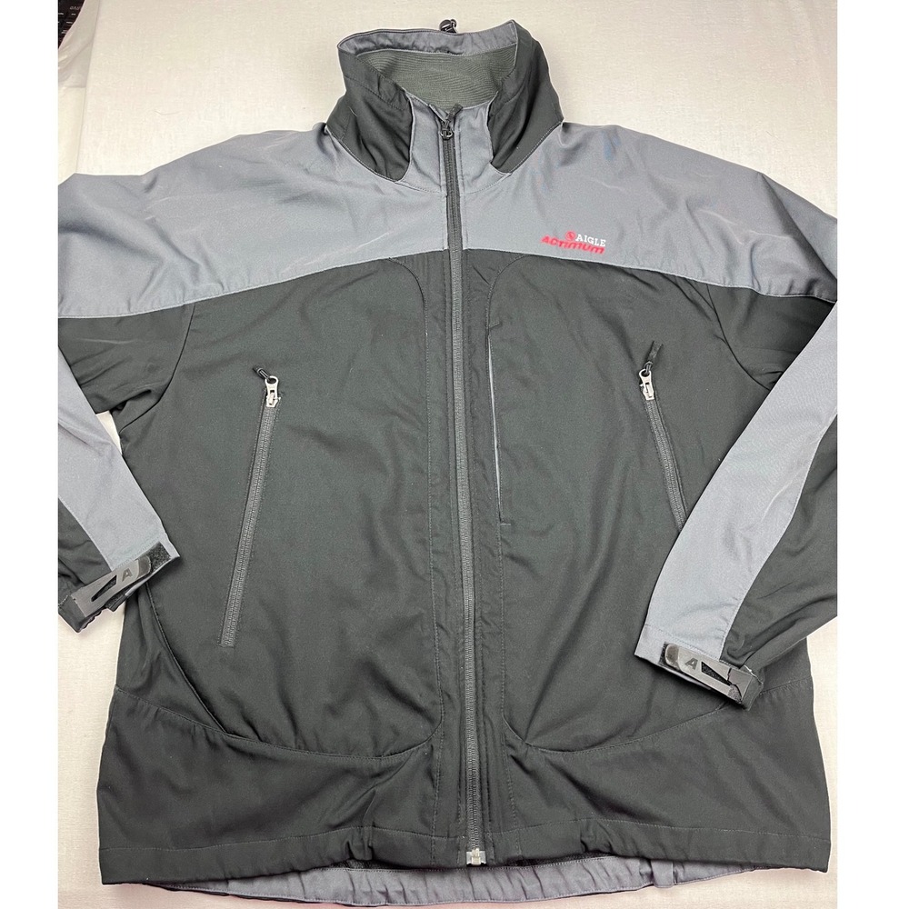 Aigle Actimum Mens Softshell Jacket Black Grey Full Zip Outdoor Hiking Large